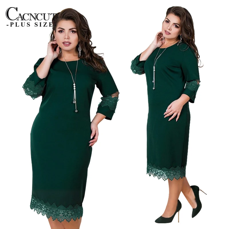 CACNCUT весеннее кружевное платье размера плюс для женщин 5XL 6XL повседневное Сетчатое платье большого размера для офисных леди элегантные вечерние облегающее платье
