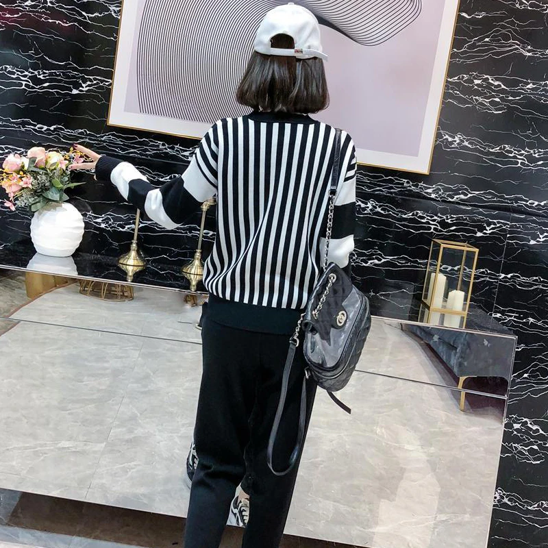 Вязаный свитер штаны спортивный костюм комплекты 2019 новая осенне зимняя Модная