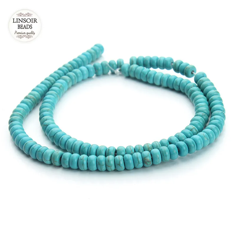 Бусины из натурального камня Linsoir Beads синие/белые 3*6 мм 100 шт
