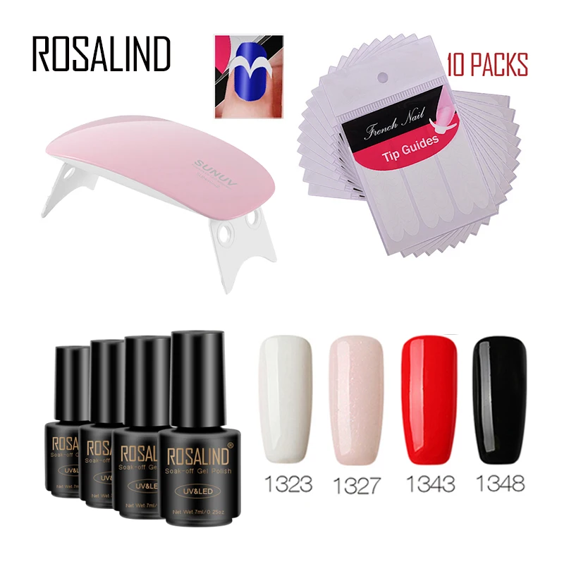 ROSALIND 7 мл * 4 гель для ногтей + 10 шт. французский SUNmini2P гель-лаки художественный