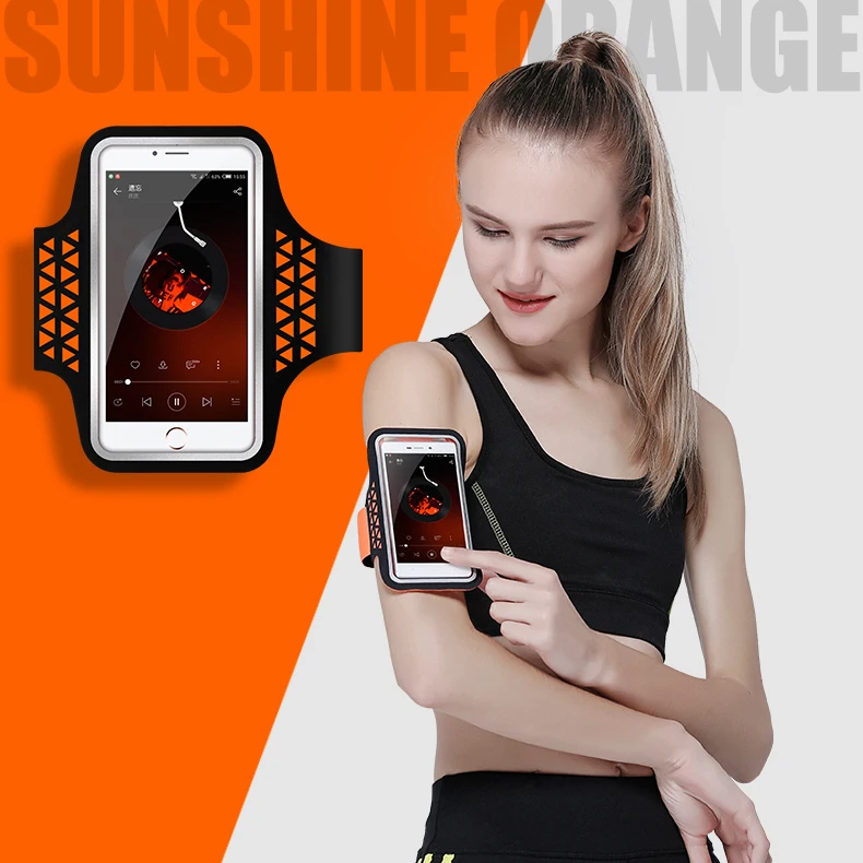 Спортивные нарукавники для бега и фитнеса Для iPhone XR XS Max X 8 7 Plus samsung S9 huawei P20 Lite чехол для телефона нарукавная повязка для спортзала Открытый Чехол - Цвет: Orange
