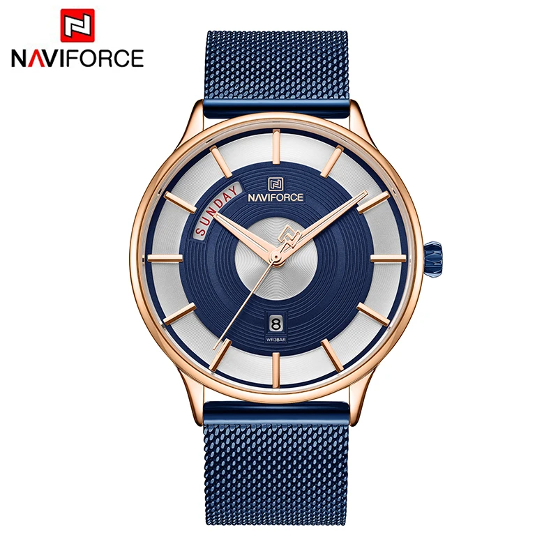 RGBE Новые мужские часы NAVIFORCE, мужские часы, Топ бренд, Роскошные Кварцевые часы, мужские спортивные наручные часы со стальным сетчатым ремешком, мужские часы - Цвет: RGBE