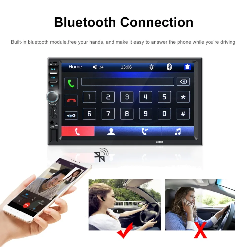Multimidia 2 Din Автомобильный MP5 плеер automotivo 7018B " HD сенсорный экран Авто Аудио Стерео Bluetooth Радио управляемый автомобильный сабвуфер