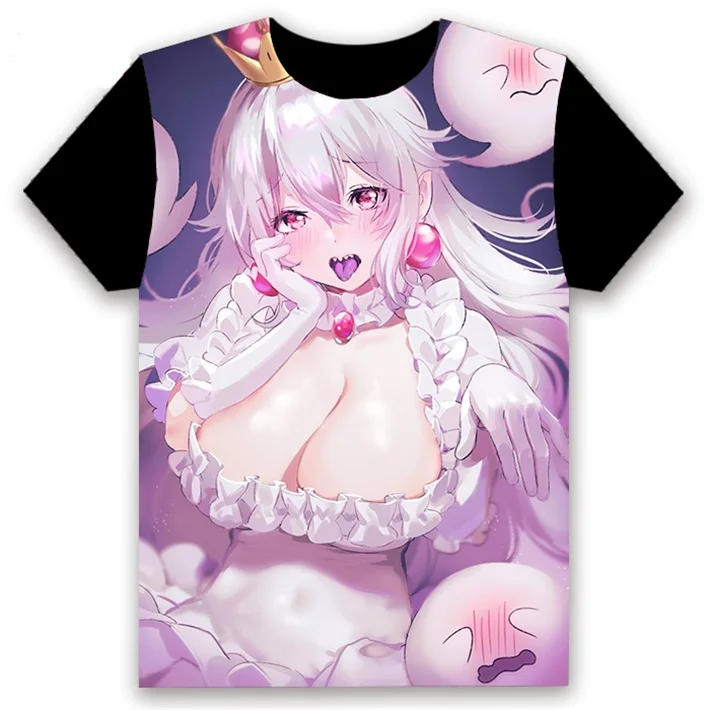 Футболка с аниме Boosette Bowsette Bowser, принцесса, принт, сексуальный, косплей, короткий рукав, унисекс, черная футболка, топы, Повседневная летняя одежда - Цвет: 4