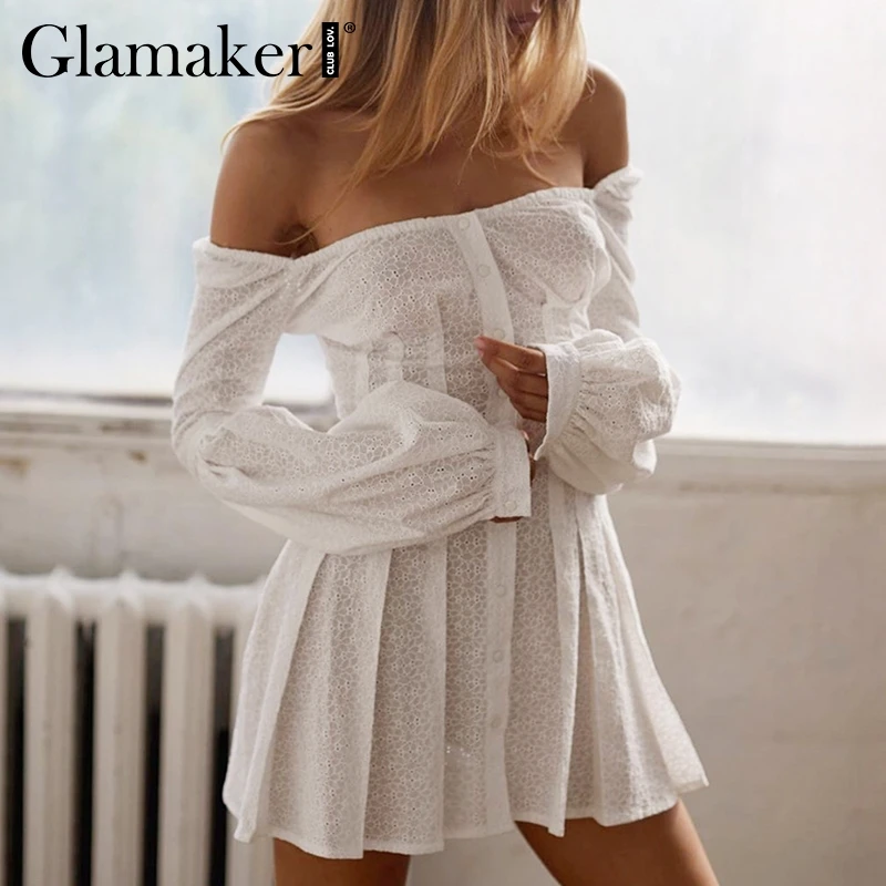 Женское плиссированное платье с открытыми плечами Glamaker летнее облегающее