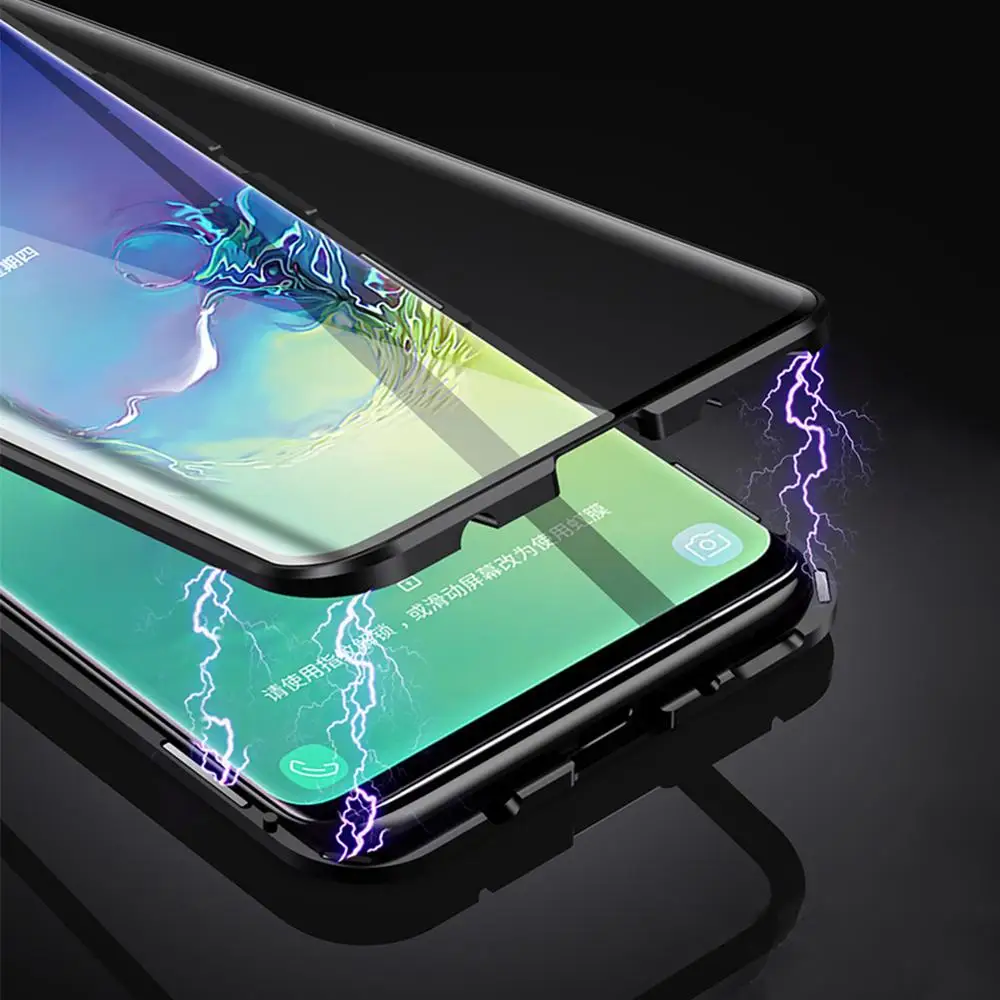 Закаленное стекло чехол для samsung Galaxy S10 Plus Защитная крышка экрана 360 Магнитная