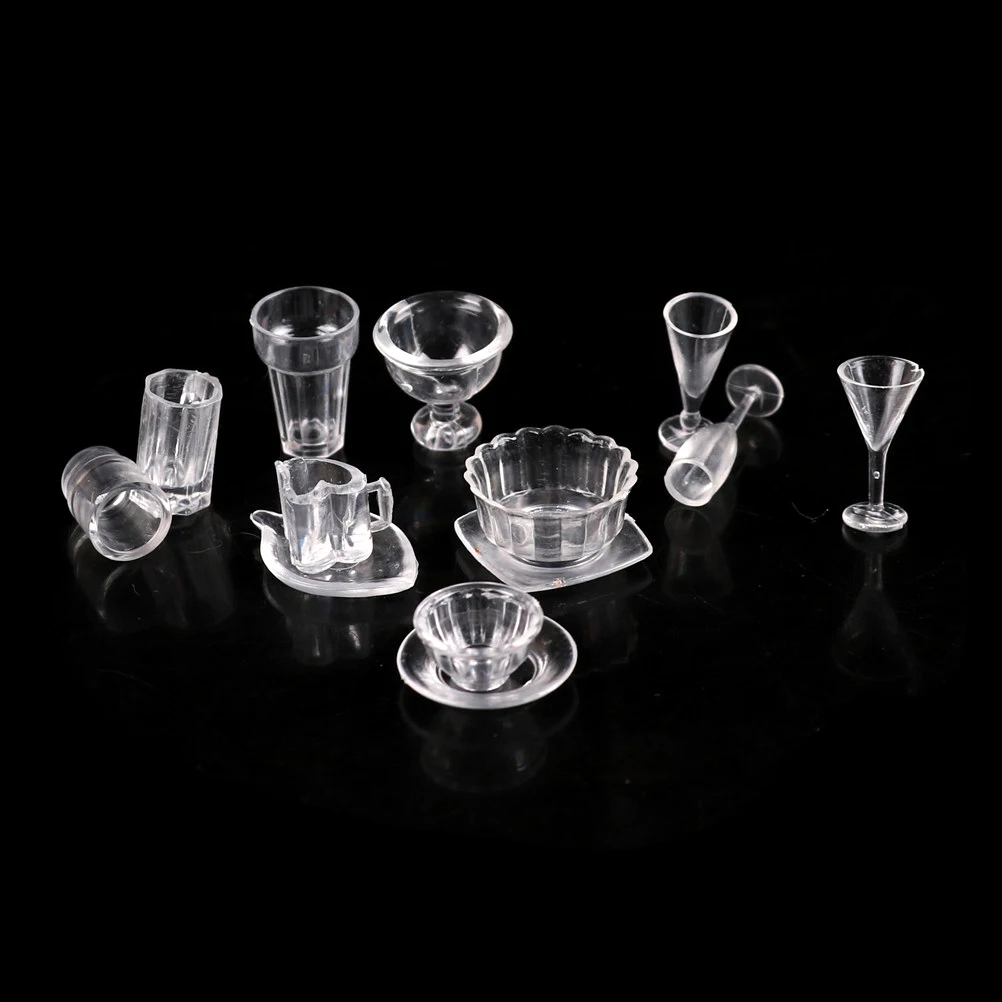 13pcs/lot Plate Cup Dish Bowl Tableware Set Dollhouse Miniature Toy Doll Food Kitchen Living Room Accessories 1:12 Scale | Игрушки и