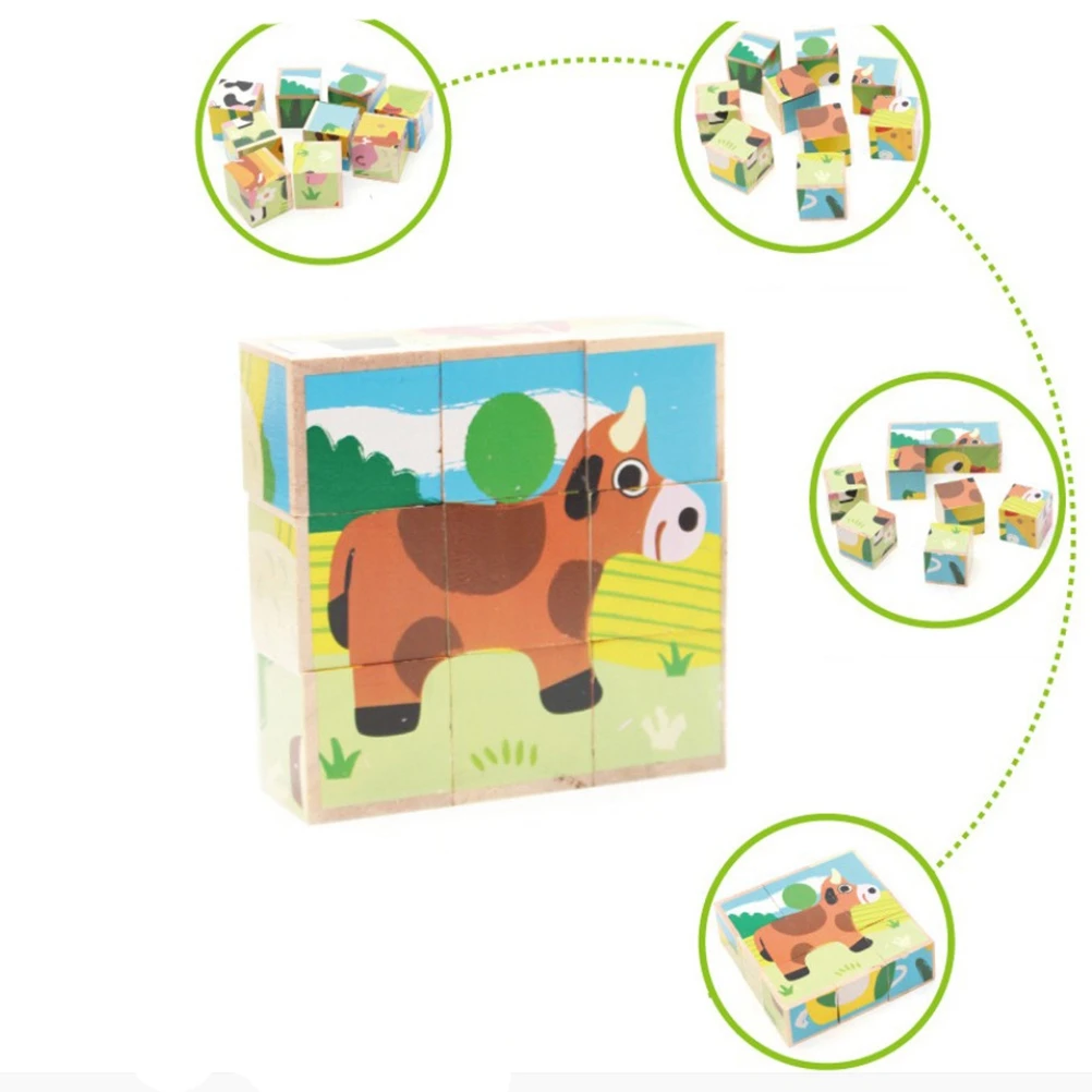16Pcs Lovely Colorful 3D Childrens Puzzle Toy Wooden Jigsaw for Kids Babies Children(4*4)Random pattern | Игрушки и хобби