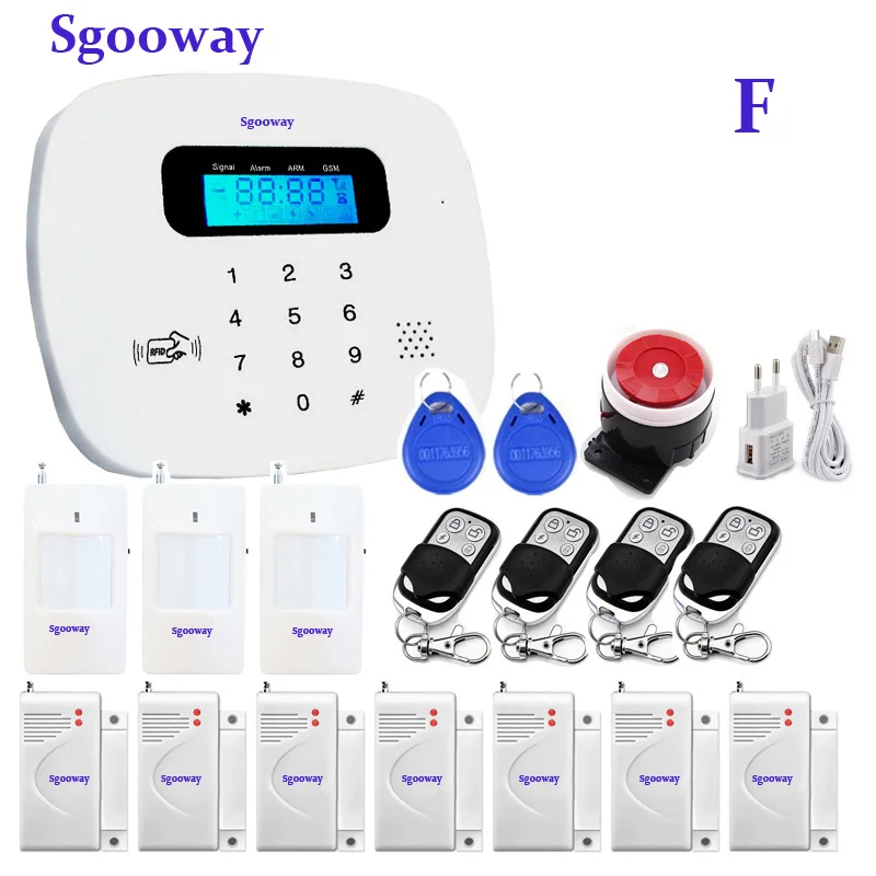 Kit F Sgooway Русский Испанский Английский Французский язык GSM сигнализация системы домашней безопасности системы сигнализации умный дом системы сигнализации - Цвет: Kit F