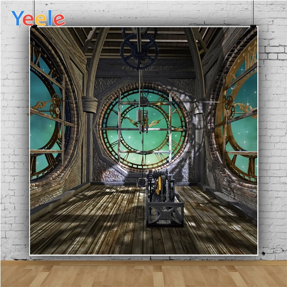 Yeele часы башня интерьер шестерни технологический чувство фотографии фоны