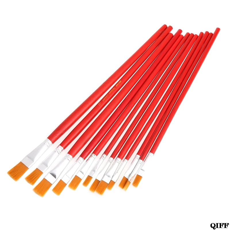 

Drop Ship&Wholesale 12Pcs Artist Paint Brush Set Nylon Hair Watercolor Acrylic Oil Painting Drawing APR29