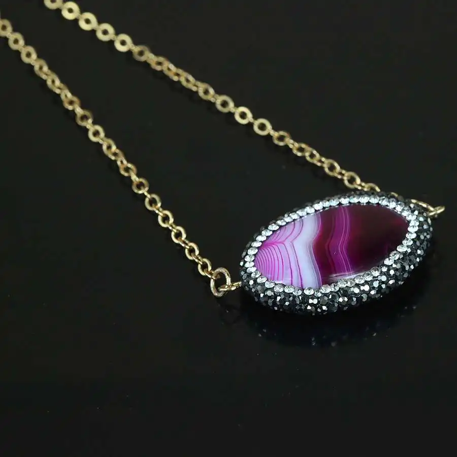 Ожерелье женское Ювелирное Украшение 2015 Кварцевая подвеска с кристаллом 24 К