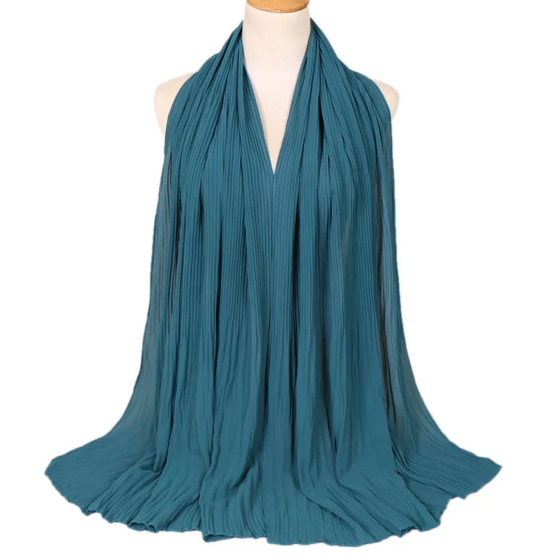 11 Muslim Women Crinkle Hijab Shawl Female Headscarf Plain Chiffon Islamic Turban Instant Scarf Ready To Wear Wrap Head foulard - Цвет: 11