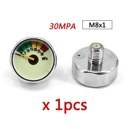 M8c30mpa x 1pcs PCP Пейнтбол Airforce Подводное НПС клапан регулятора насос световой Мини Воздушный Давление манометр 10/20/30MPA 1 дюйм M8x1 нить - Цвет: M8c30mpa x 1pcs