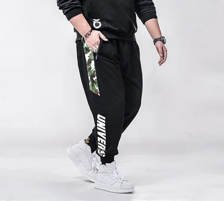 Летние мужские спортивные камуфляжные штаны размера плюс, большие 6XL, 7XL, 8XL, весенние мужские повседневные штаны с буквенным принтом, тянущиеся свободные штаны с высокой талией