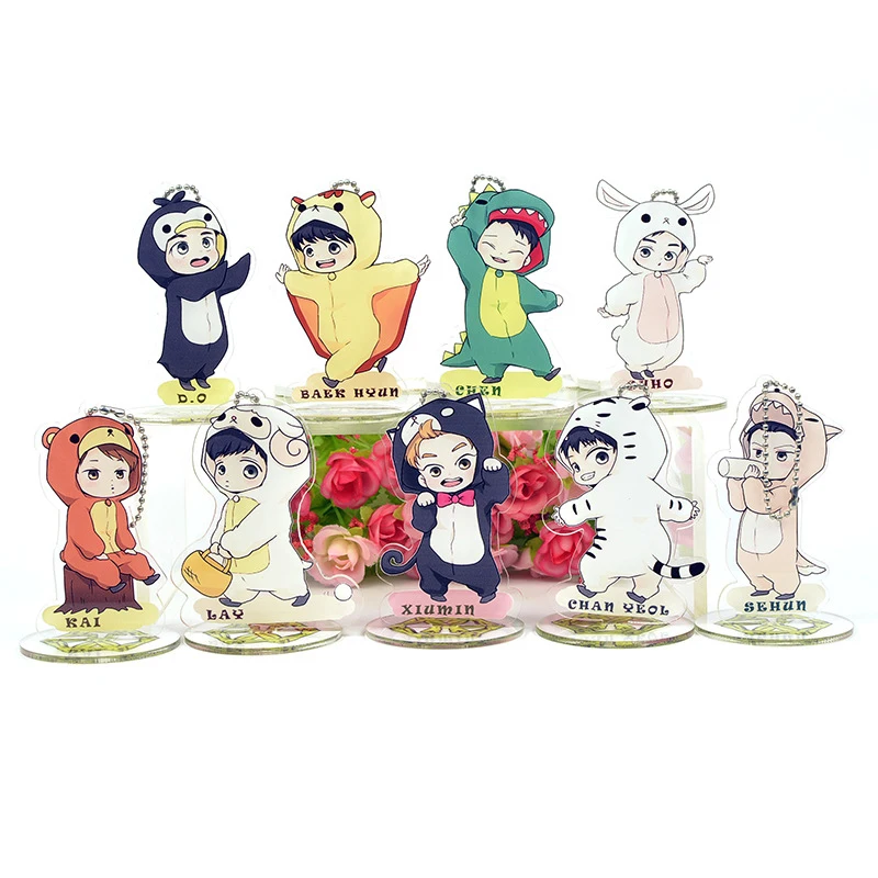 12 типов акриловых брелоков с героями мультфильмов EXO CHANYEOL BAEKHYUN LAY SEHUN милая