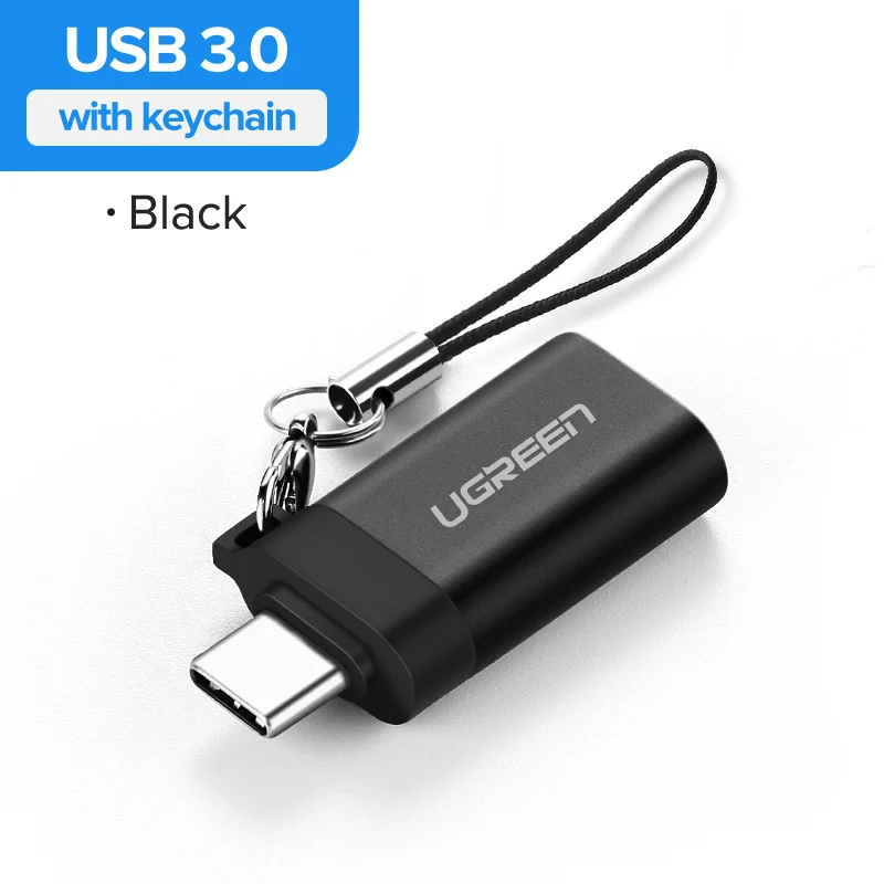 Black with keychain Ugreen адаптер USB type C до USB 3,0 адаптер Thunderbolt 3 Тип C адаптер OTG кабель для Macbook pro Air samsung S10 S9 USB OTG - Цвет: Black with keychain