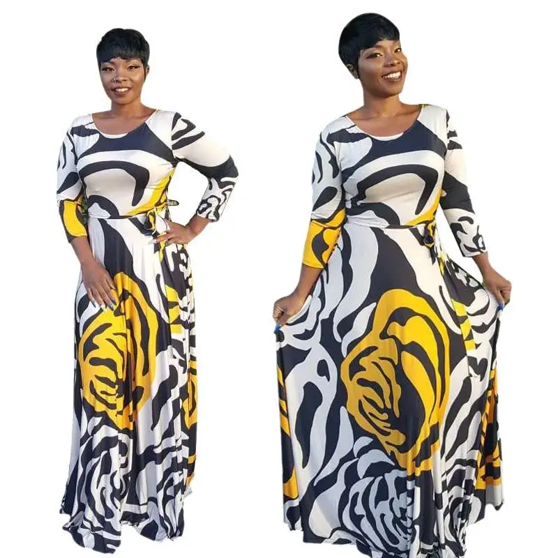 2019 Новое модное Повседневное платье с цифровым принтом в африканском стиле