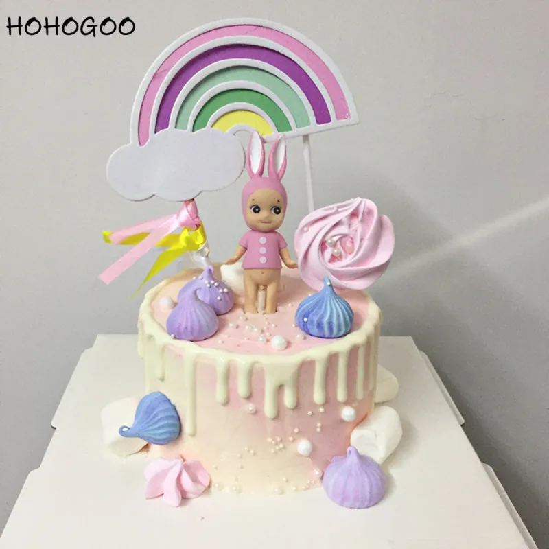 HOHOGOO 1 шт. 5 цветов радуги облако узор торт Топпер Бумага Baby Shower День рождения DIY