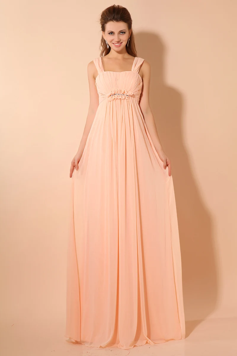 Лучшие Продажи Шифон-Линии Этаж Длина Невесты Платье С Рукавов Оборками