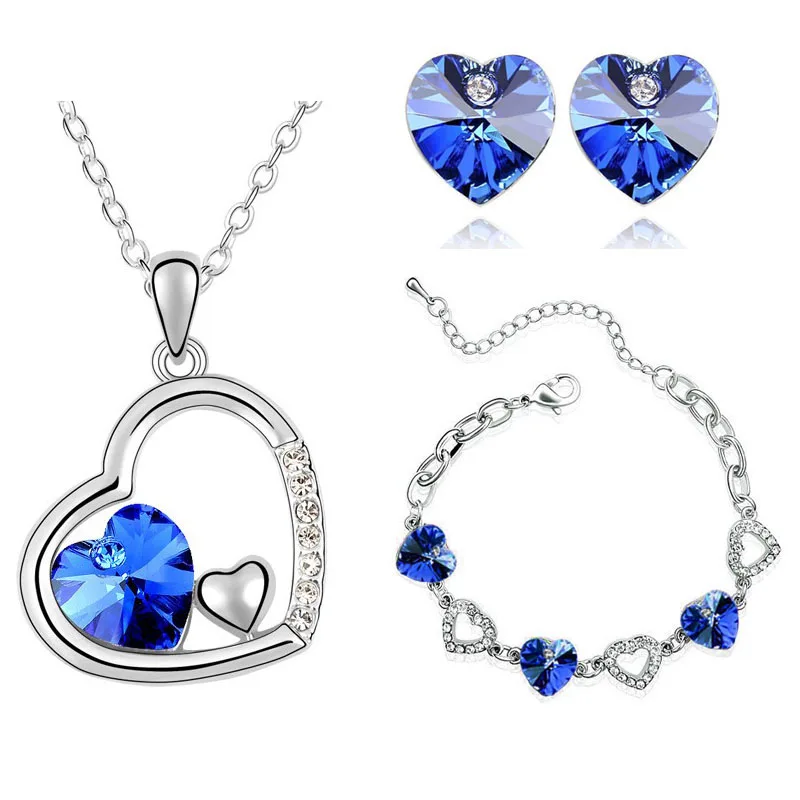 Женский комплект из колье и серёг с кристаллами|necklace earring|wedding jewelry setsbrand sets |