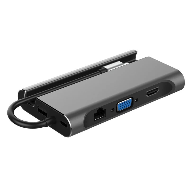grey Usb type C к HDMI VGA RJ45 PD USB 3,0 type-c док-станция USB-C концентратор адаптер для Mac Air Pro huawei Mate10 samsung S8 - Цвет: grey