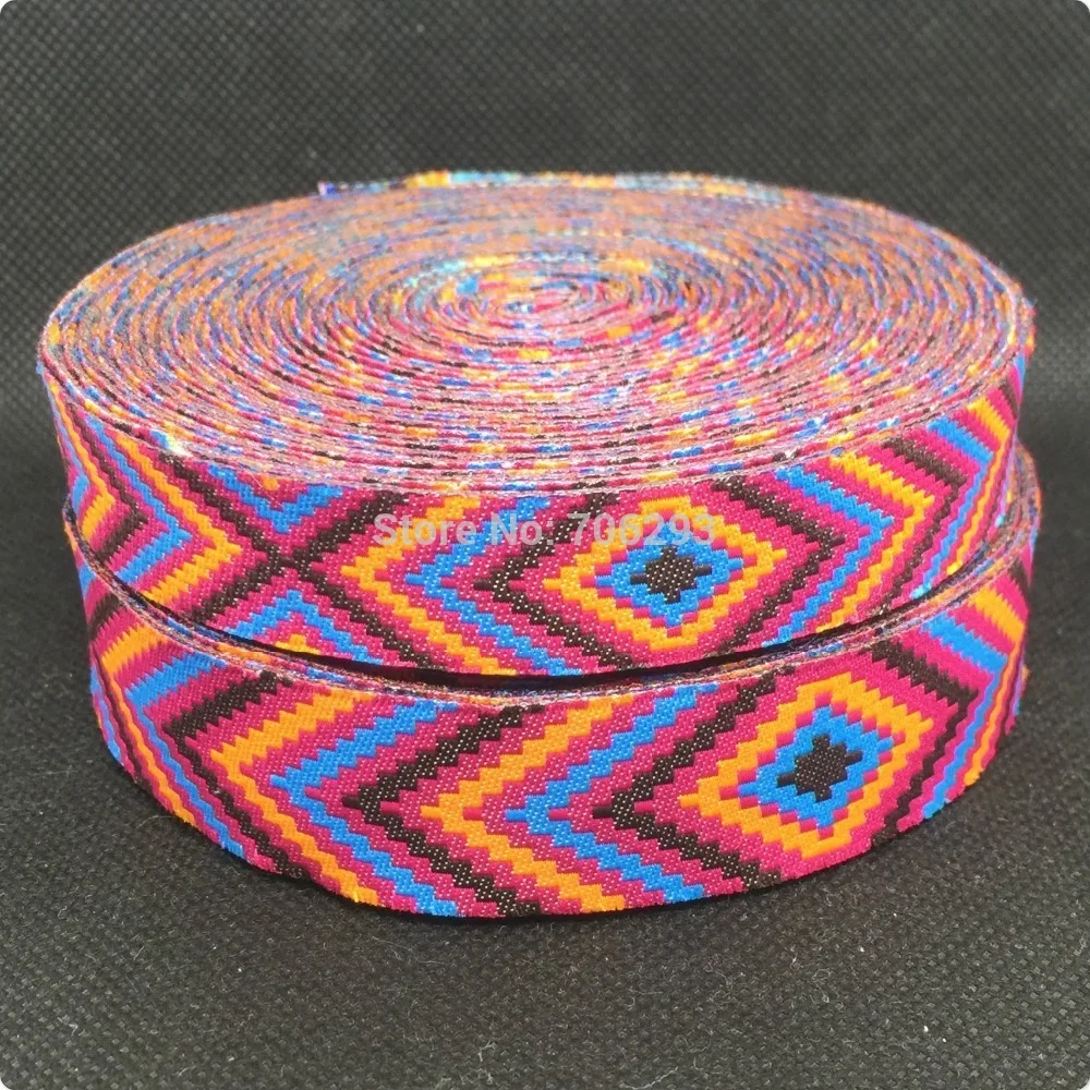 

HOT!!! 2015 NEW wholesale 5/8"+7/8"(16mm+22mm 20yards/lots) Polyester Fuschia geometric series Cartoon Woven Jacquard Ribbon