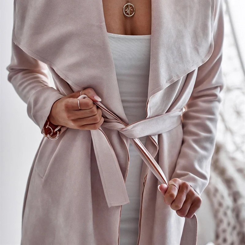 Женский шерстяной Тренч оверсайз с длинным рукавом и большим отворотом