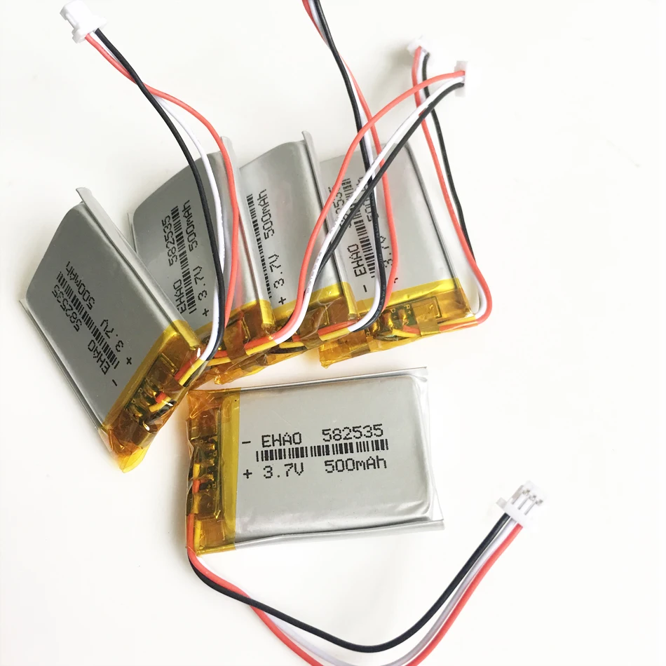 3,7 V 500mAh литий-полимерная LiPo аккумуляторная батарея с JST 1,0 мм 3pin разъемом 582535 для Mp3 gps bluetooth камеры часы