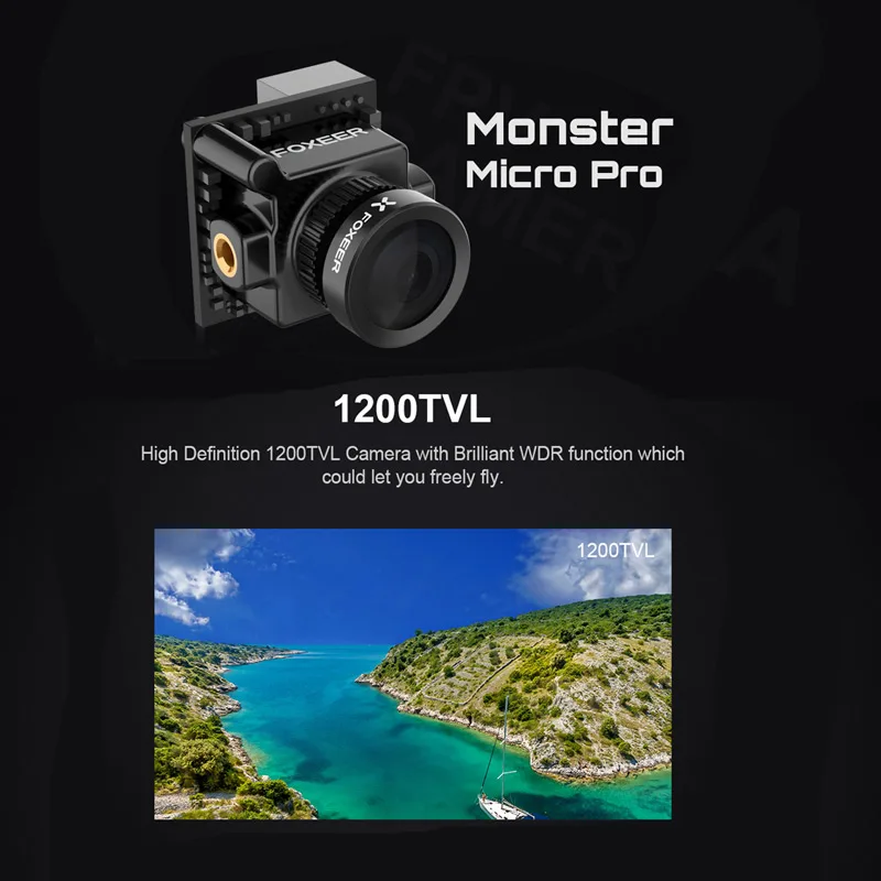 Foxeer Monster Micro Pro 1 8 мм 16:9 1200TVL PAL/NTSC WDR низкая задержка FPV камера Встроенный OSD DC 5 V-40 V