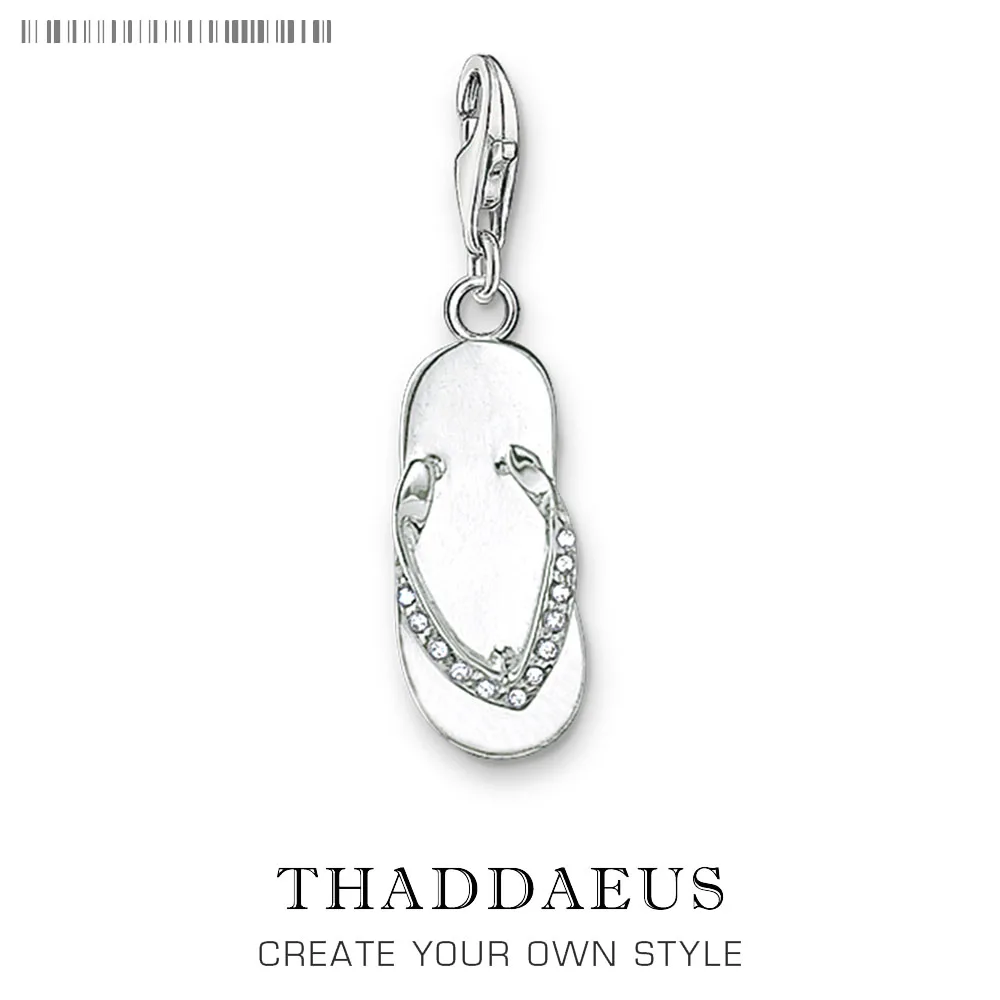 

2018 Fashion Classic Flip-flop Charm Lucky 925 Sterling Silver Pure Pendant Fit Bracelet Women Men's Charm Jewelry Gifts