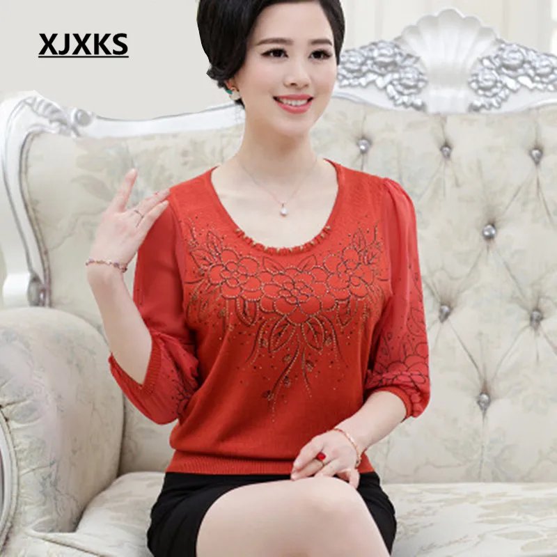 Блузка женская XJXKS шифоновая блузка большого размера 2019 |