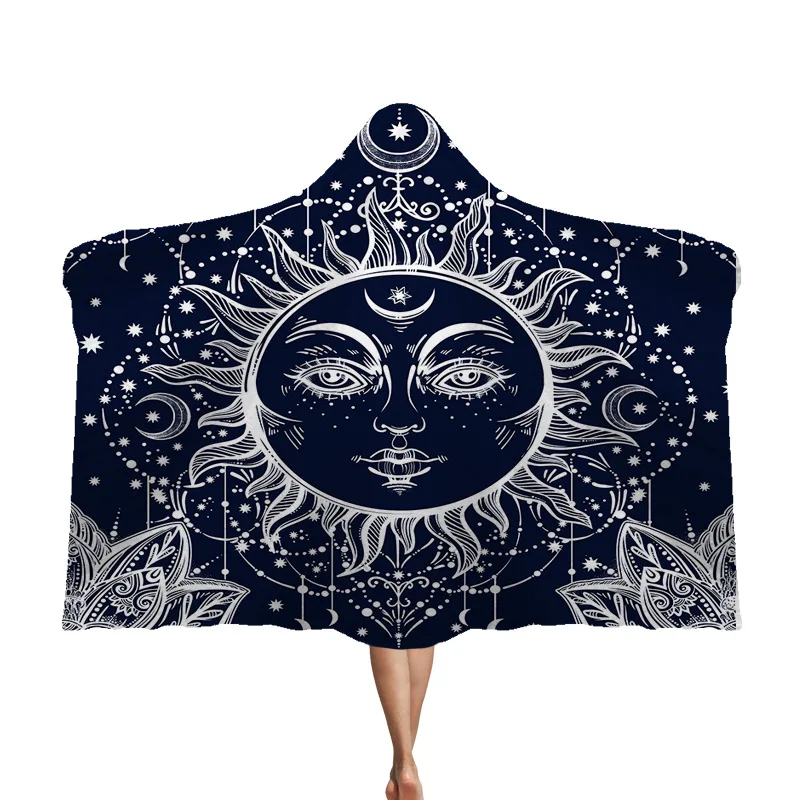 Флисовое одеяло с 3D принтом шерпа Психоделическое небесное индийское Солнце