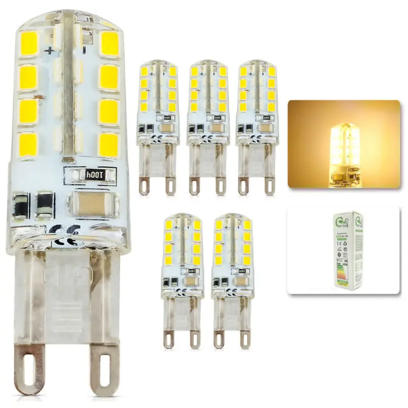 5x шт. светодиодная мини лампа G9 220 В 5 Вт 9 32 64 smd 2835 с силиконовым корпусом теплая