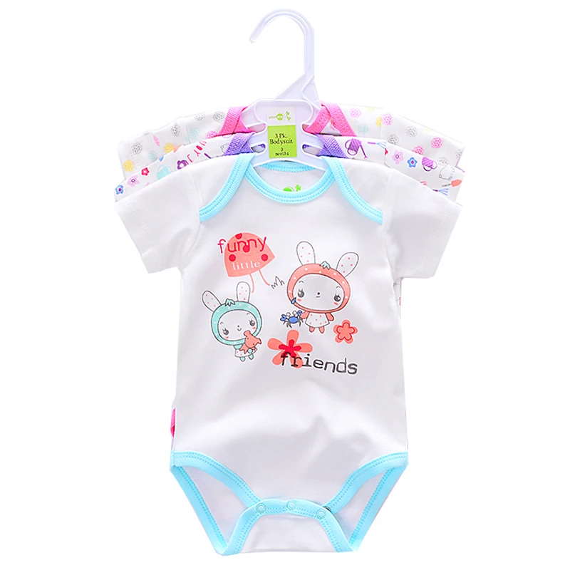 3 шт./партия Детские боди 2017 г. оптовая продажа хлопковая летняя одежда для