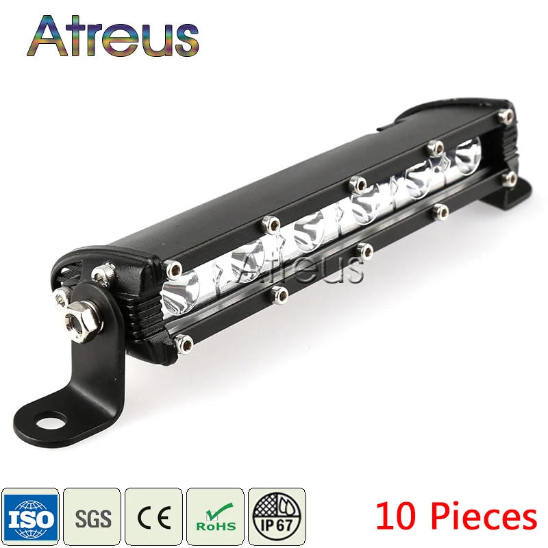 Atreus 10 шт. 9 дюймов автомобиля однорядные 18 Вт Светодиодный светильник бар 12V LED