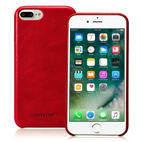 Jisoncase Чехол из натуральной кожи для iPhone 7 Plus/8 Plus Роскошный кожаный чехол для телефона s Чехол для iPhone 7/8 Plus 5,5 дюймов ультра тонкий - Цвет: Красный