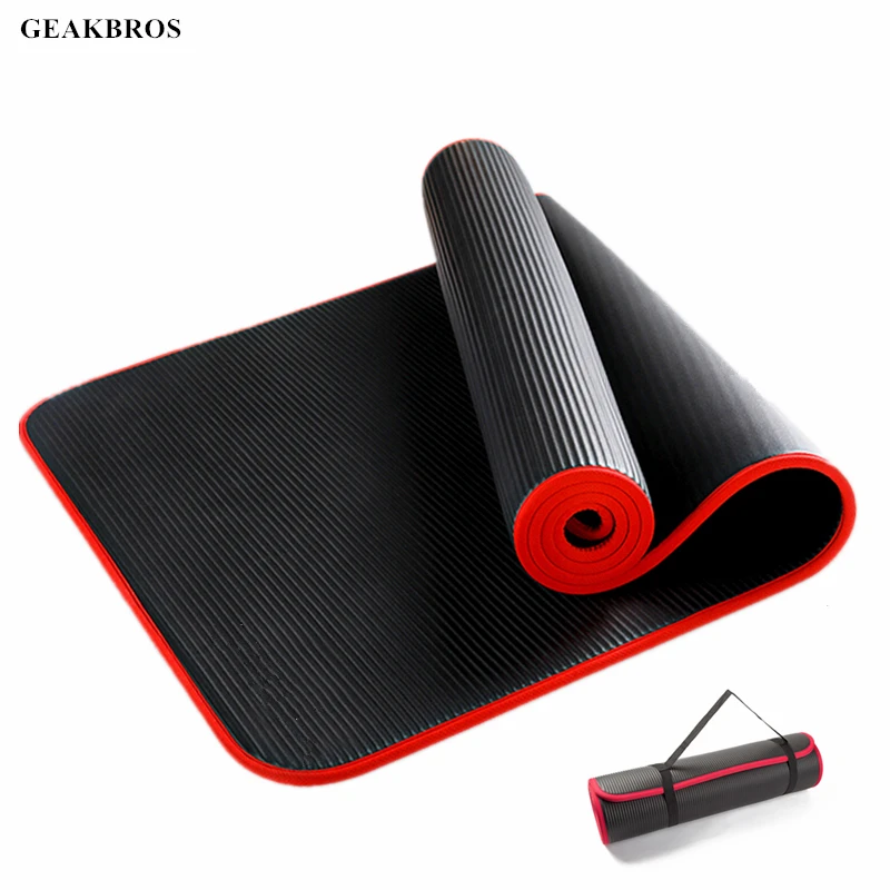 

10MM Extra Thick Non-slip Yoga Mat 183cmX61cm High Density NBR Exercise Mat For Fitness Tasteless Pilates Gym Pads With Strap