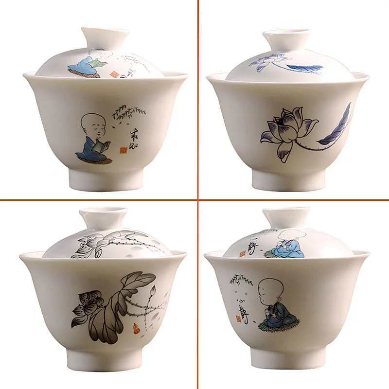 4 различных стиля Цзиндэчжэнь белый фарфор Gaiwan Чайник керамический чайный набор