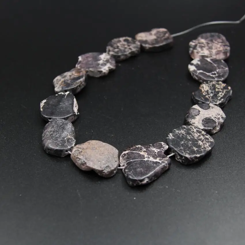 2 нити/лот натуральный черный морской осадок плиты Самородок Свободные бусины, сырой имперский камень ломтик ожерелье из бисера ювелирные изделия