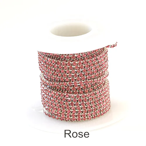 Rose SS6, 1 ярд, 5 ярдов, Красочные Стразы, цепочка, стекло, ПРИШИТАЯ отделка, с серебряным интенсивным коготком, для украшения своими руками, F0091 - Цвет: Rose