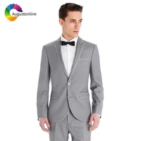 custom made formal grey men suit wedding suits for men slim fit groom tuxedo best man blazer jacket pants 2piece costume homme