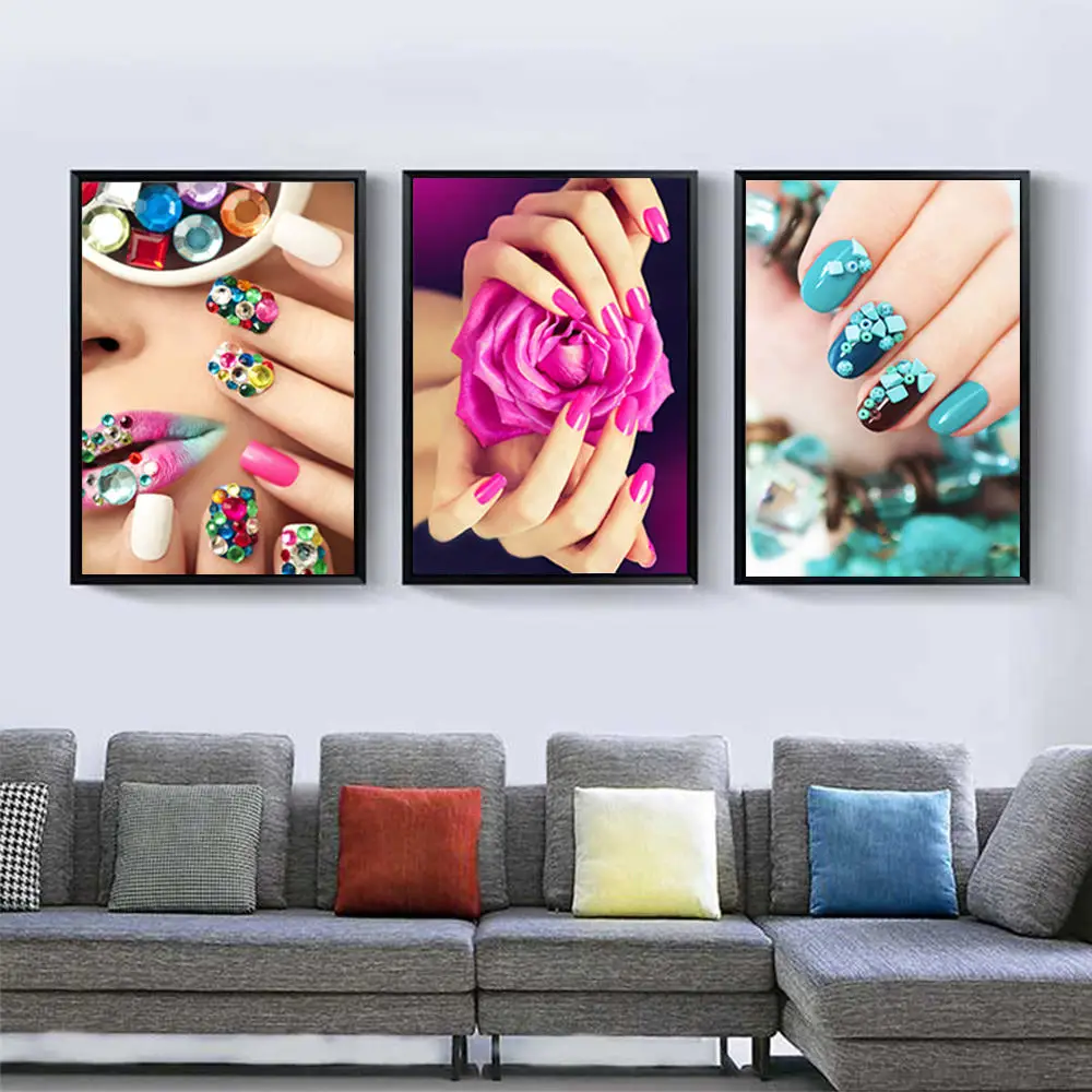 1pc *The new Colorfully Nail Pictures Painting Watercolor Drawing Core Posters Living Room Nailshop Wall Decor Creative Gift - купить по