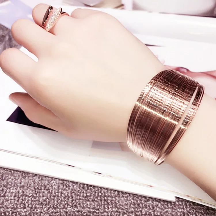 Мода роскошные широкие металлические браслеты золотые запонки подарок для