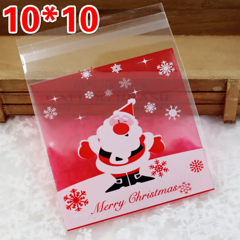 B 10 PCS Детская Рождественская дешевая 10 шт./компл. или 20 шт./лот подарочные пакеты печенье выпечка пластиковый пакет для упаковки Свадебные держатели для подарков Украшение Санта-Клаус - Цвет: B 10 PCS