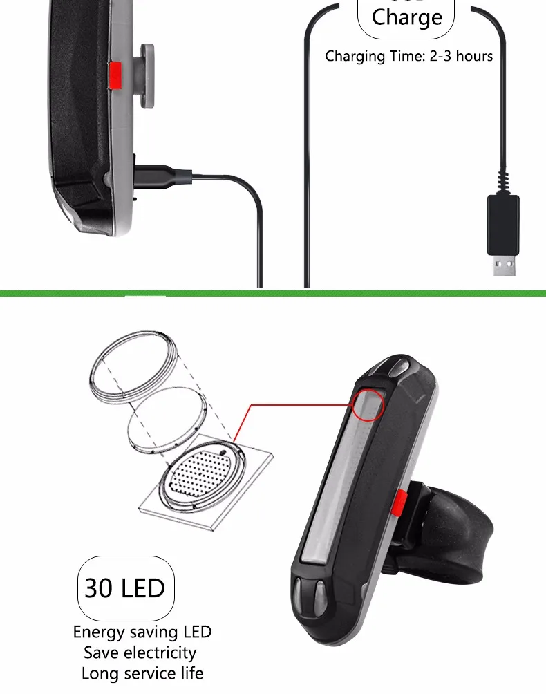 ROCKBROS велосипедный задний трубчатый светильник водонепроницаемый USB Перезаряжаемый светодиодный Предупреждение Портативный задний светильник безопасный велосипедный супер светильник