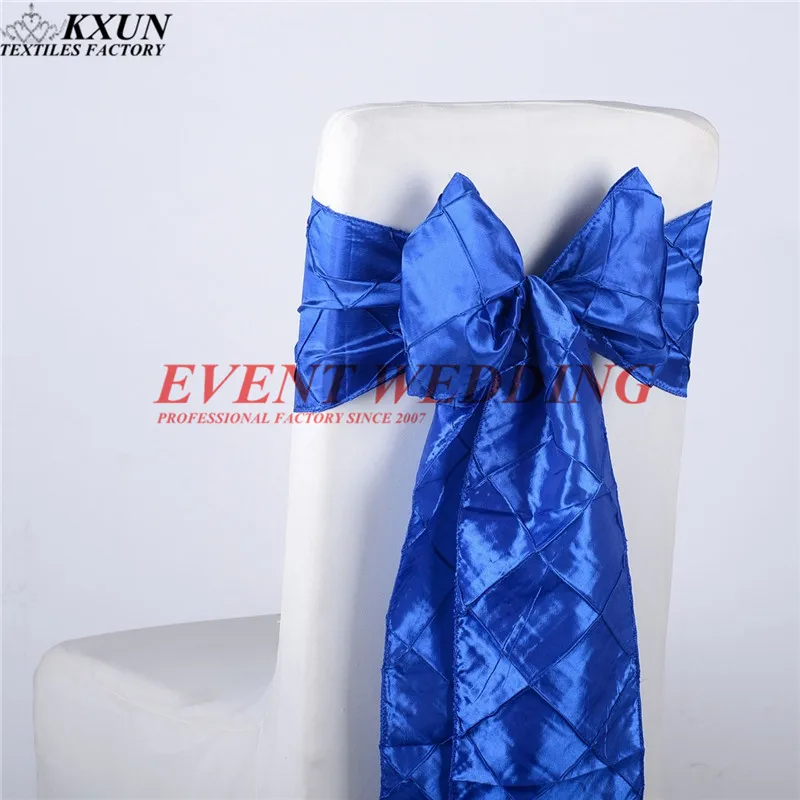 

Hot Sale 100PCS Taffeta Pintuck Chair Sash Bow Tie Chair Cover Sashes Band For Wedding Event Decoration