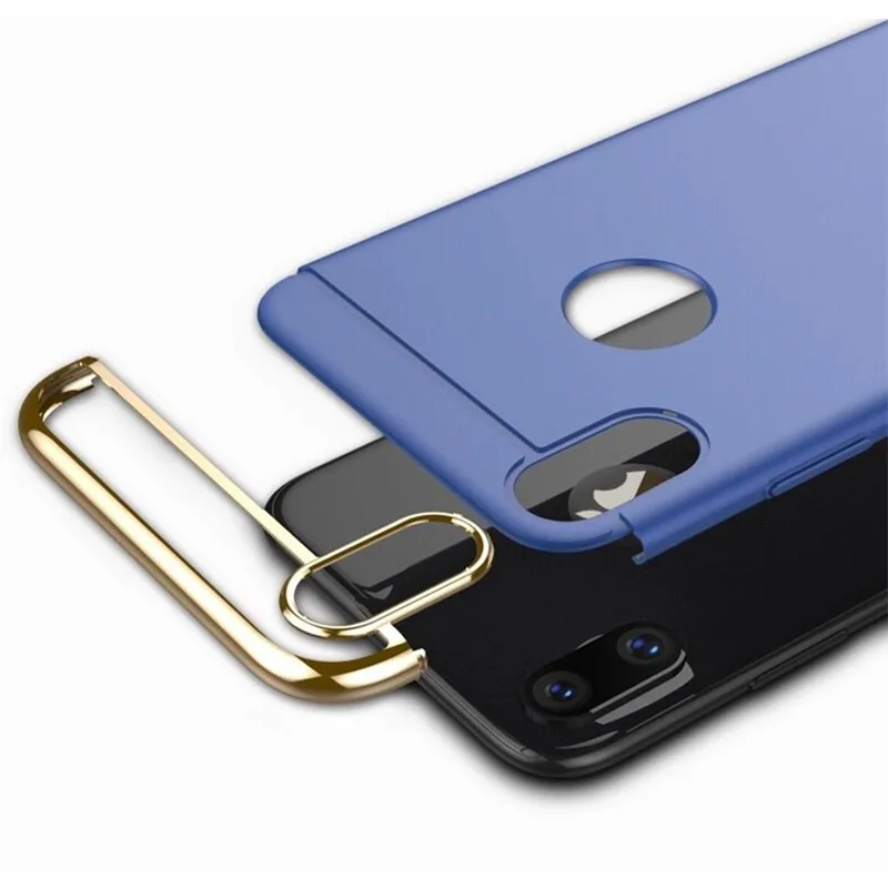 Глянцевый Гальванизированный пластиковый чехол для телефона iPhone XS X 8 7 6 6s Plus 3 в 1