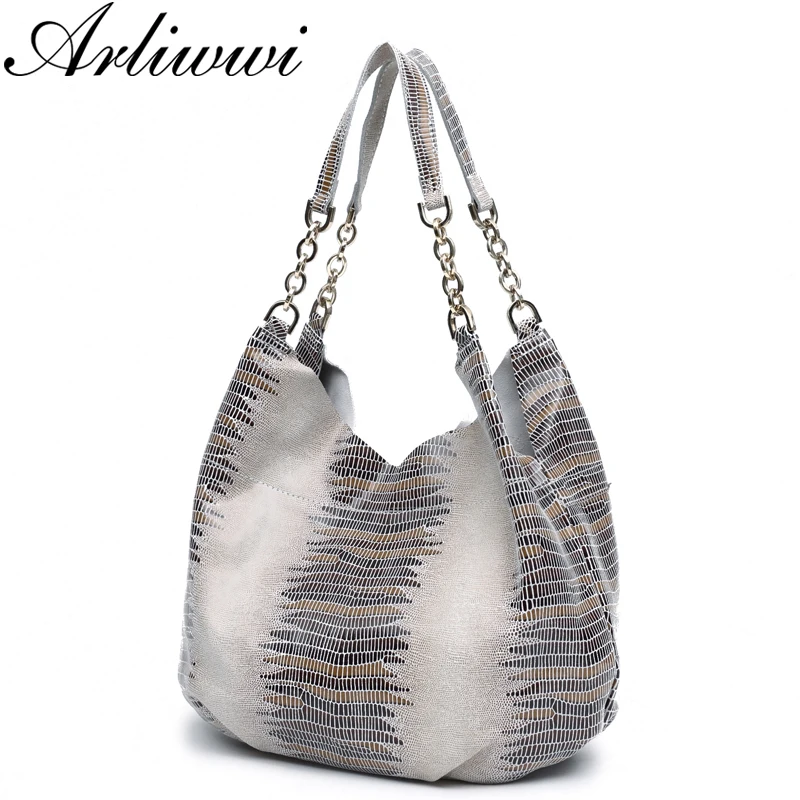 Arliwwi дизайнер Bolsas Feminina Змеиный принты блестящие высокое качество из натуральной
