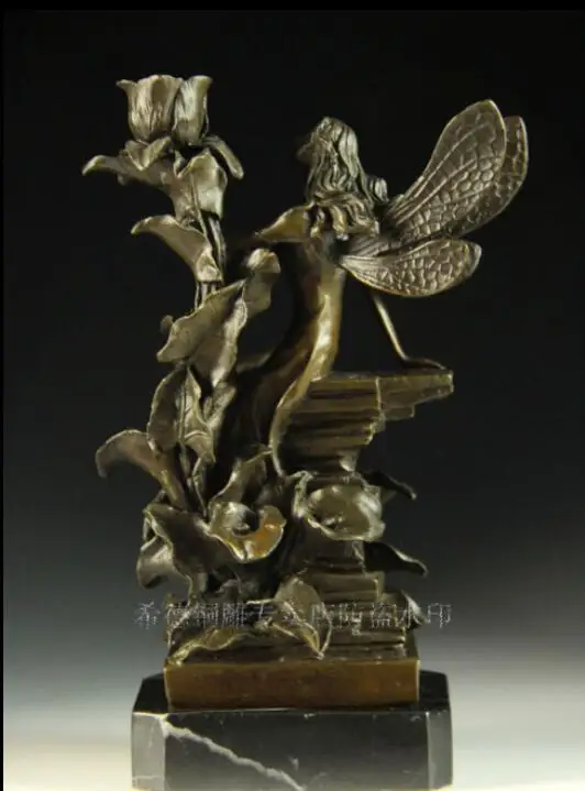 Китайская Бронзовая мраморная Статуэтка ругоза розовая бабочка женская
